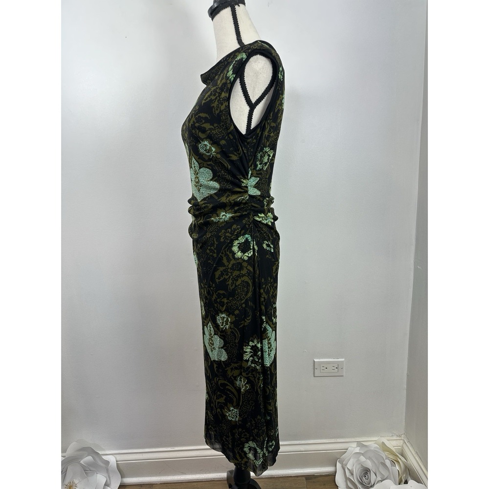 Kay Unger NY Women XL Dress Black Floral Sleeveless Lined Ruched Bodycon - Picture 5 of 9